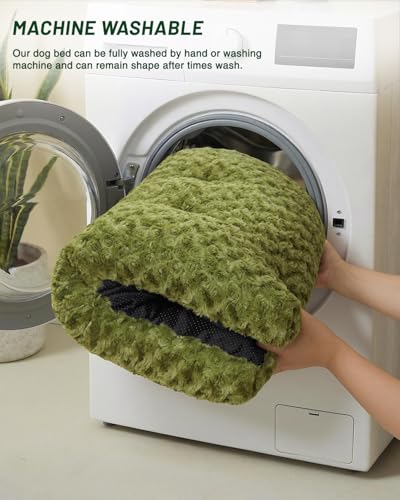 Washable Dog Beds Large Sized Dog Crate Bed Plush Mat 47"x29" Green (Green / 47.0"L x 29.0"W x 4.0"Th)