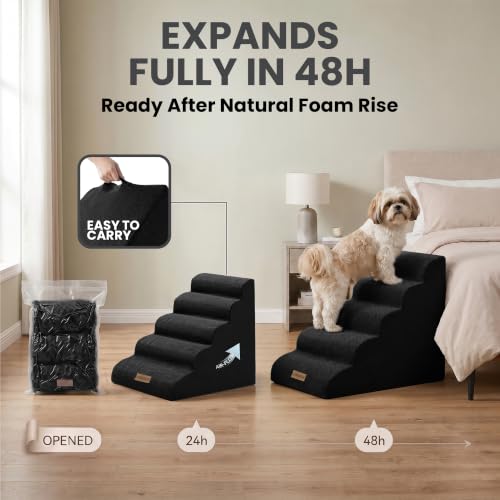 Dog Stairs for High Beds (Black / Stairs 24.5"H)