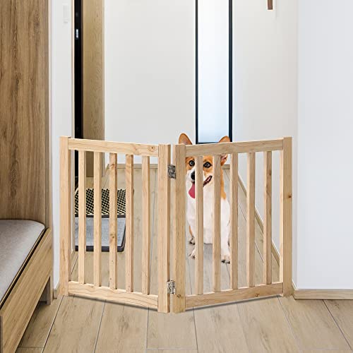Wooden Free Standing Dog Gate 40" W x 24" H (Natural / 40"W x 24"H)