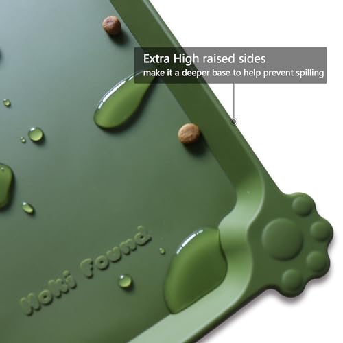 Large Silicone Non Slip Dog Cat Feeding Mats (24" x 16" / Dark Olive)