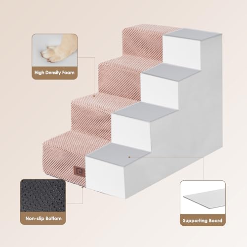 Dog Stairs for Bed 18" H (Pink / Standard 15" x 24" x 18")