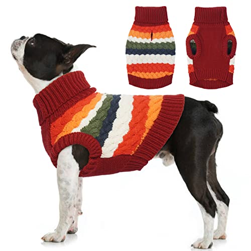 Dog Sweater Large Sweaters for Dogs Doggy Turtleneck Christmas Thanksgiving Outfit (Large (Chest: 18.9''; Weight: 13 - 16LB) / Red)