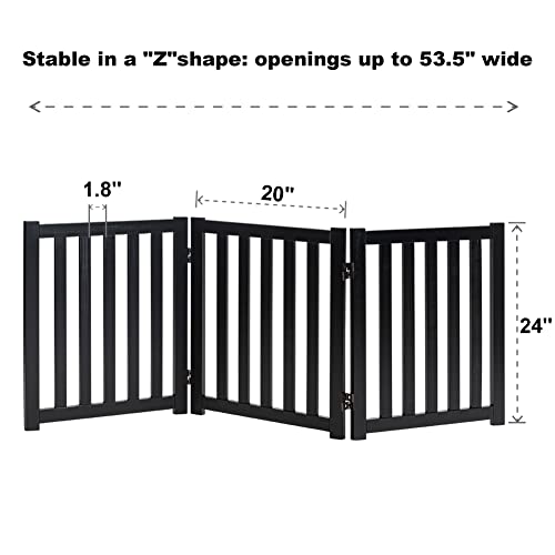 Wooden Free Standing Dog Gate 60" W x 24" H (Black / 60"W x 24"H)