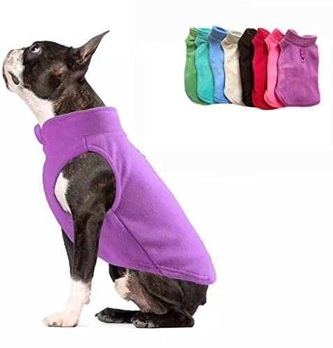 Dog Fleece Vest Sweater with Leash Ring (M (6-10lbs) / Purple)