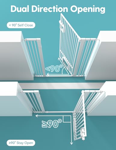 55" Extra Tall Pet Gate with Cat Door (White - P / 55" Tall, 29-43" Wide)