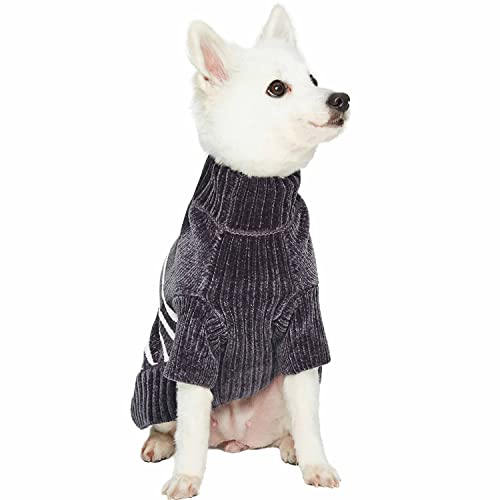 Cozy Soft Chenille Classy Striped Dog Sweater in Chic Grey (14 inch / Chic Grey)