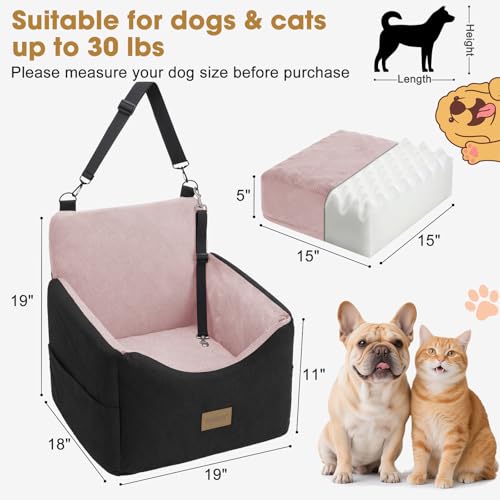 Dog Car Seats for Small Medium Dogs Under 35lbs (Black Pink / Small/Medium)