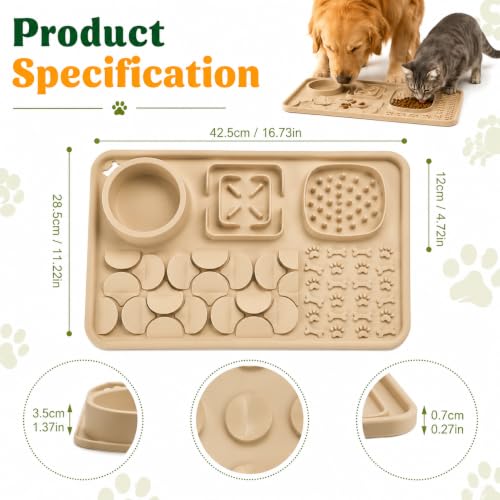 Silicone Dog Slow Feeder Lick Mat with Suction Cups (sand beige)