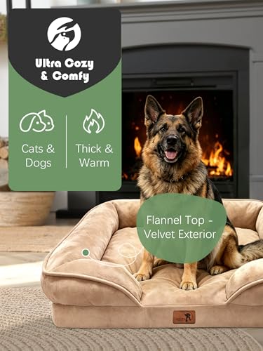 Orthopedic Dog Bed with Sides (42.0"L x 32.0"W x 6.5"Th / Brown)