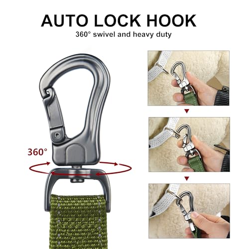 4FT Heavy Duty Dog Leash with Soft Padded Double Handle (4 FT x 1 in Wide / Green)