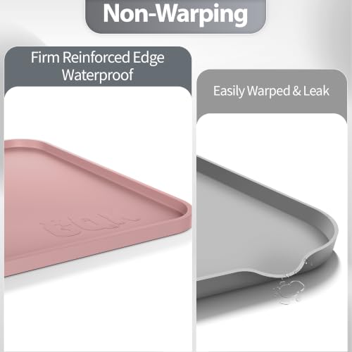 Silicone Dog Cat Food Mat Extra Thick Raised Edge (Dusty Rose / 18"L x 12"W)
