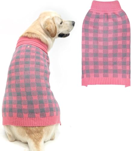 Dog Sweaters for Large Medium Small Dogs (XL - Chest 30", Back 24" / Light Pink)