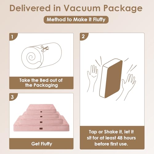 Orthopedic Dog Bed Large with Removable Washable Cover (50*36*4 inches / Pink)