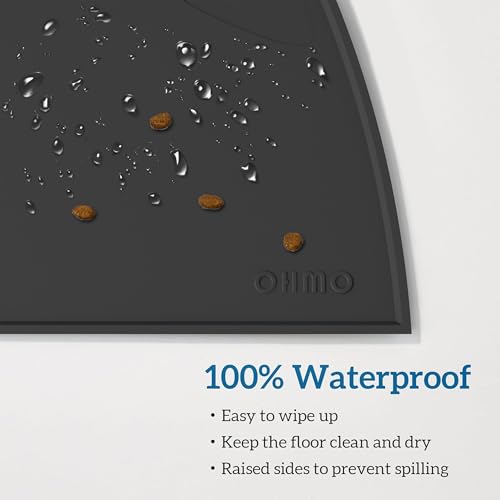 Cat Food Mat Silicone Pet Feeding Mat (20"L x 12"W / Black)