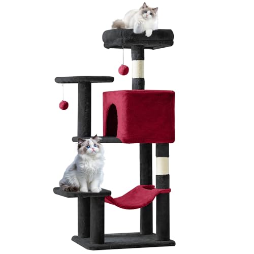 44 Inch Small Cat Tree Tower for Indoor Cats and Kittens (Black Red / 44IN)