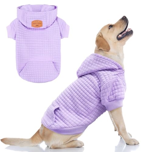 Dog Hoodies Sweater for Large Dogs (Purple / L (Back: 20",Chest: 28", Neck: 17"))