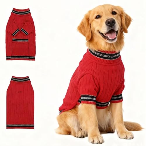 Small Medium Dog Sweater (Striped Red / XX-Large)