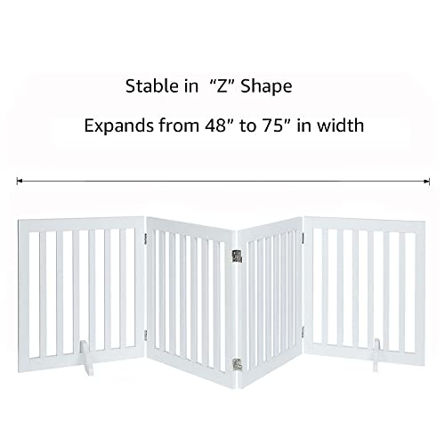 24”H Free Standing Pet Gate for Dog Cat (White / 80"W×24"H)