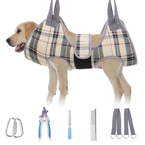 Large Dog Grooming Hammock Harness (L (Leg Spacing: 10.6-15" / Max W: 60lbs) / Beige)