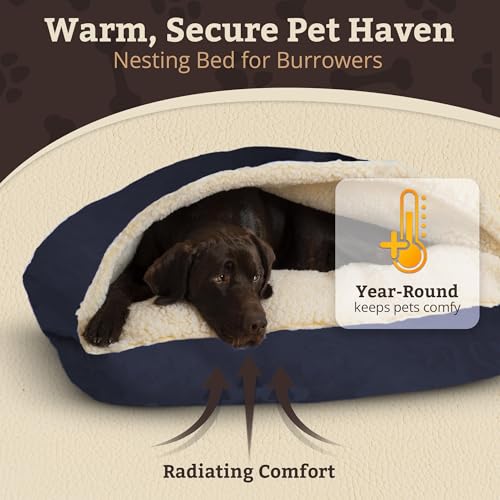 Rectangle Cozy Cave Dog Bed (Navy / Large)