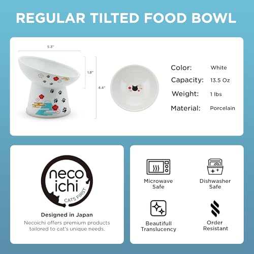 Necoichi Ceramic Elevated Cat Food Bowl (Fuji / Regular Tilted)