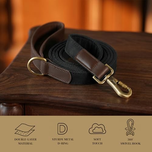 PU Leather Dog Leash for Large Dogs (Black / 1"x 6FT)