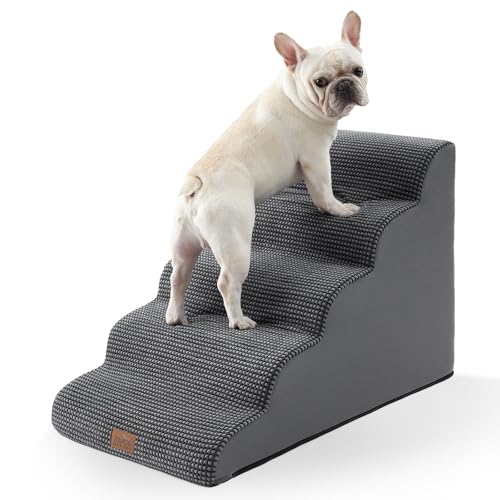 Extra Wide Dog Stair for Small Dog (Charcoal Grey / Extra Wide:19.7"x33"x22.4")