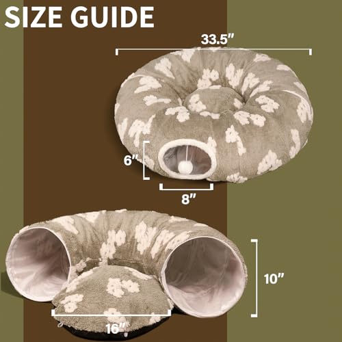 Cat Tunnel Bed with Soft Cushion for Indoor Cats and Kittens
