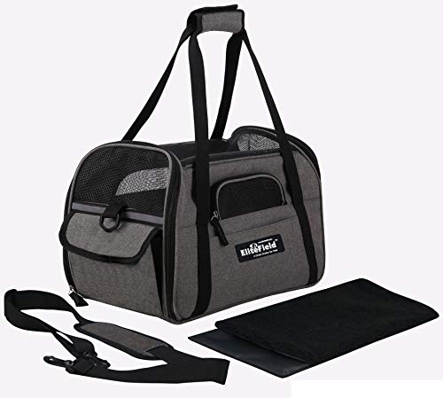 Soft Sided Pet Carrier for Cats & Small Dogs (21.0"L x 12.0"W x 13.0"H / Charcoal Gray)