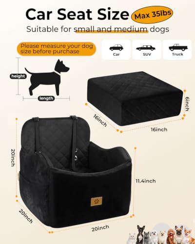 Dog Car Seats for Small Dogs Up to 35 lbs (Black)
