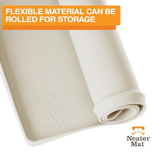 Neater Mat Pet Mats for Food and Water (19"L x 12"W / Cream)