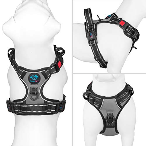 No Pull Dog Harness Medium Reflective Front Clip Vest with Handle (Extra Large / Gray)
