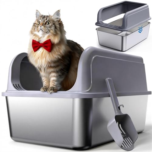 Stainless Steel Cat Litter Box (M (1 Pack) / Grey)