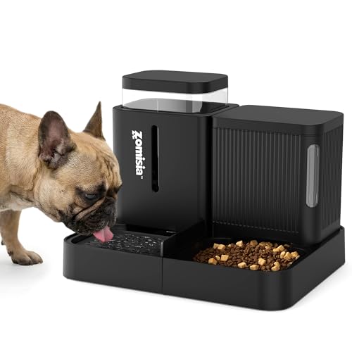 Gravity Dog Food and Water Dispenser (1.6 Gallon x 2 / Black)