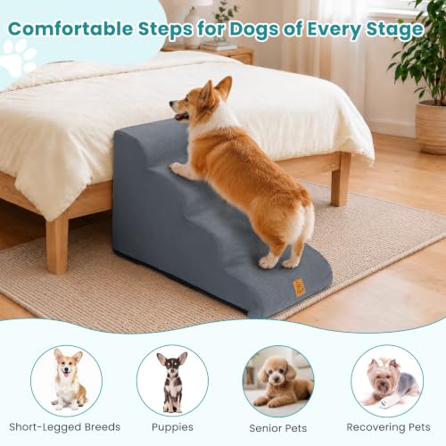 Dog Steps for Bed (Gray / 4-Step (H17.7))