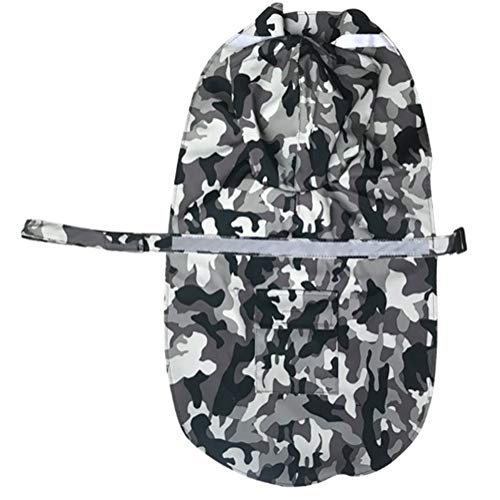 Large Dog Camouflage Raincoat Ajustable Pet Waterproof Clothes Lightweight Rain Jacket Poncho Hoodies with Strip Reflective (Gray / L)