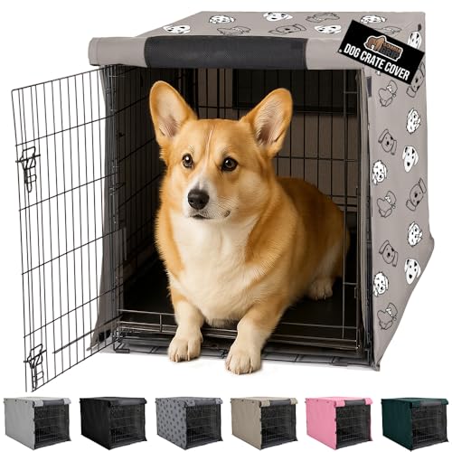 Dog Crate Covers (Taupe Dogs / 30" X 19" X 21")