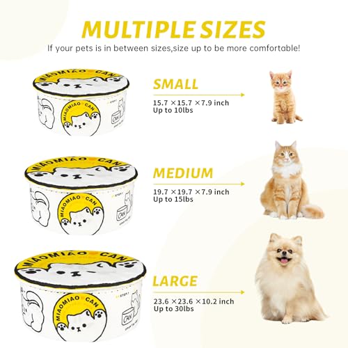 Ramen Noodle Cat Bed (15.7"L x 15.7"W x 7.9"Th / yellow white)