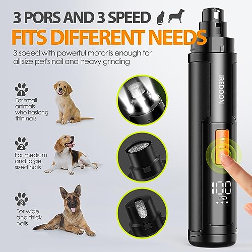 Dog Nail Grinder with 4 LED Lights (Black)