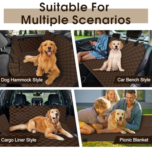 Waterproof Dog Car Seat Cover for Back Seat (Coffee,Black / Large,Standard)