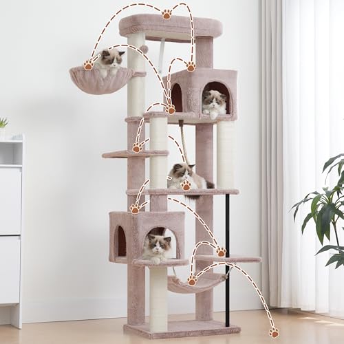 Cat Tree Cat Tower with Sturdy Steel Tube (70.5 inches / Muchroom)