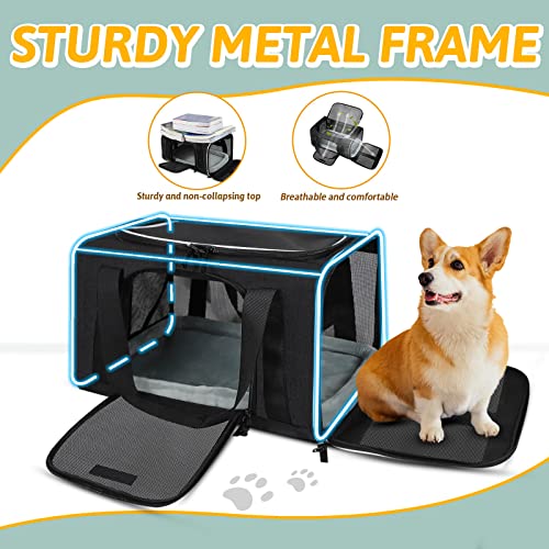 Small Pet Carrier 18" L x 13" W x 9.5" H Airline Approved (18.0"L x 13.0"W x 9.5"H / Black)