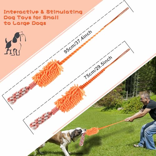 Dog Puppy Toys Dog Squeak Toys Plush Dog Toy with Dog Ropes Knots for Fun and Teeth Cleaning (Orange / Dog Bite Stick Toy)