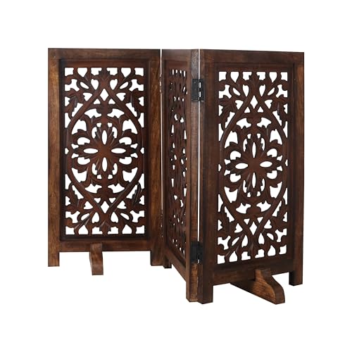 Freestanding Wood Pet Gate (Burnt / 56"x28" Lily 4 Panels)