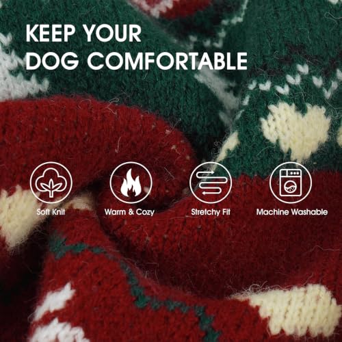 Dog Sweater for Small & Medium Dogs (Nordic Hearts-Red / Large)