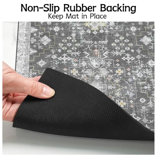 Pet Food Mats for Floor (Grey / 24"l X 16"w)