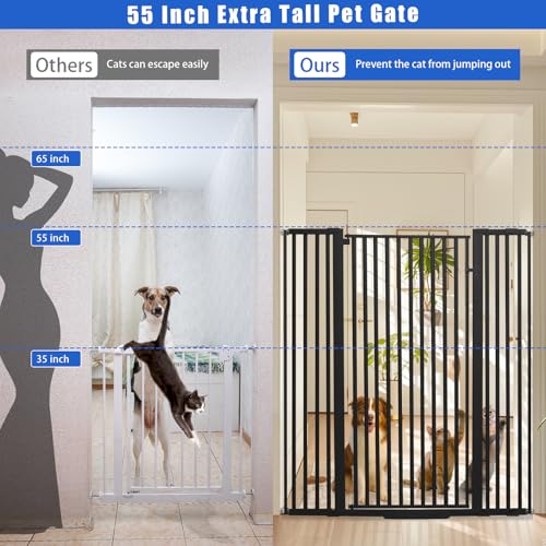 55 Inch Extra Tall Pet Gate for Cats (Black / 55" tall,29.92" - 43")