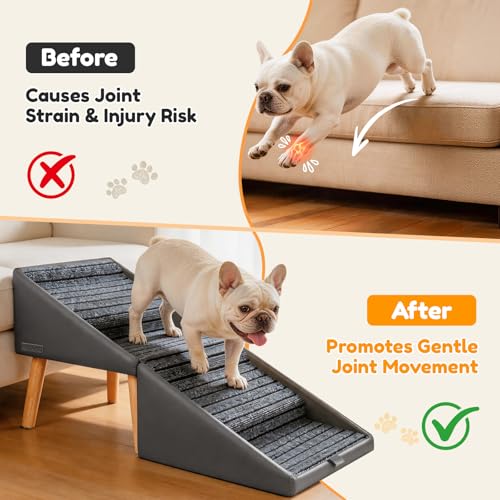 17" H Dog Stairs for Small Dogs (Grey / 17" H)