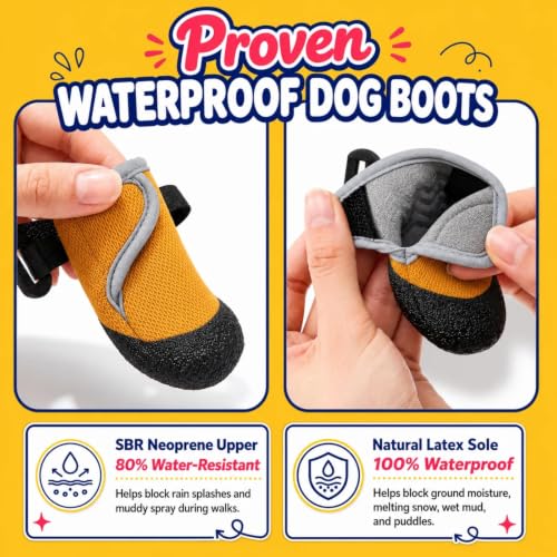 4Pcs Stay on Dog Booties (Yellow / XL)