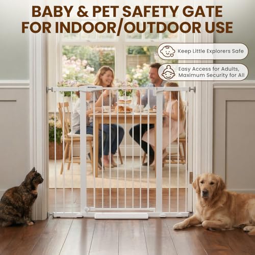 36" Extra Tall Baby Gate for Stairs (White / 29.7-48"W x 36"H)
